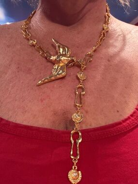 Elegant Gold-Tone Dove Pendant Lariat Necklace - Women Jewelry
